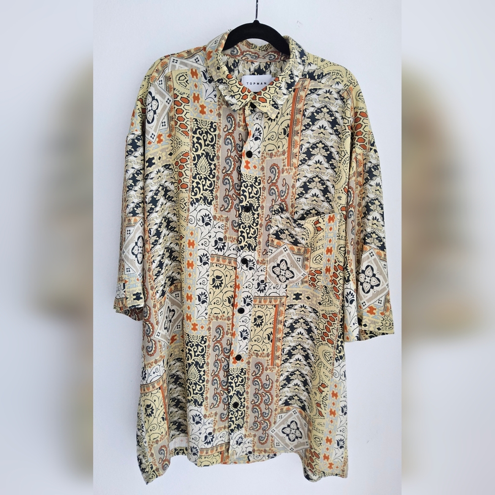 Topman oversize vintage print shirt in